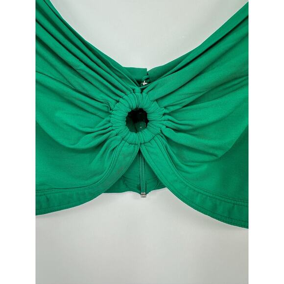 Paco Rabanne Green Ruched Off The Shoulder Crop Top in Emeraude - Picture 4 of 13